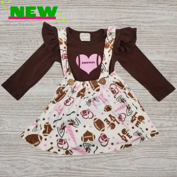 Football Unicorn Suspender Skirt Set