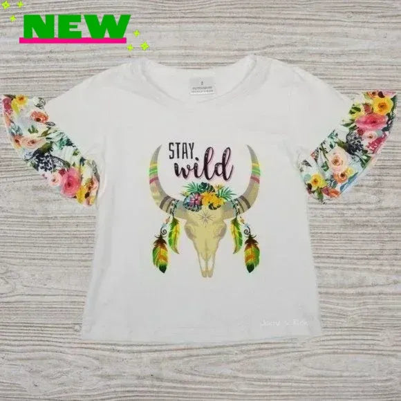 Stay Wild Skull Floral Top
