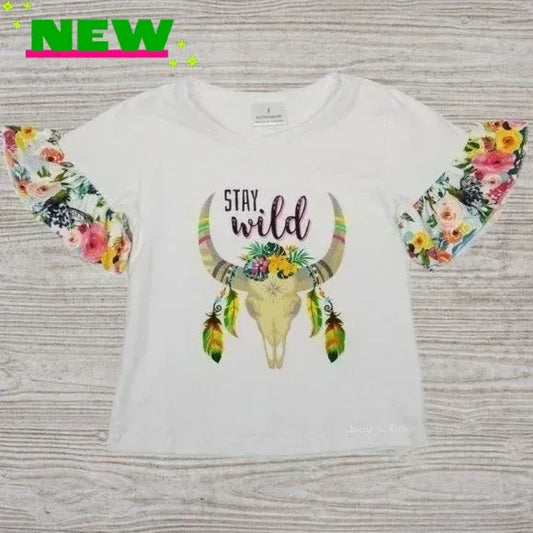 Stay Wild Skull Floral Top