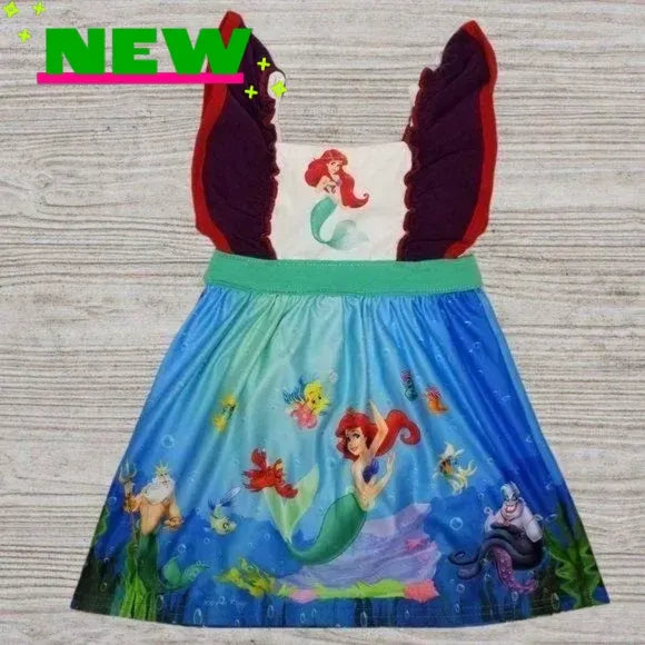 Little Mermaid Ariel Flutter Sleeve Dress