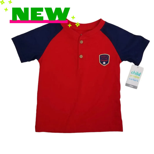 Child of Mine 24M Button Short Sleeve Baseball