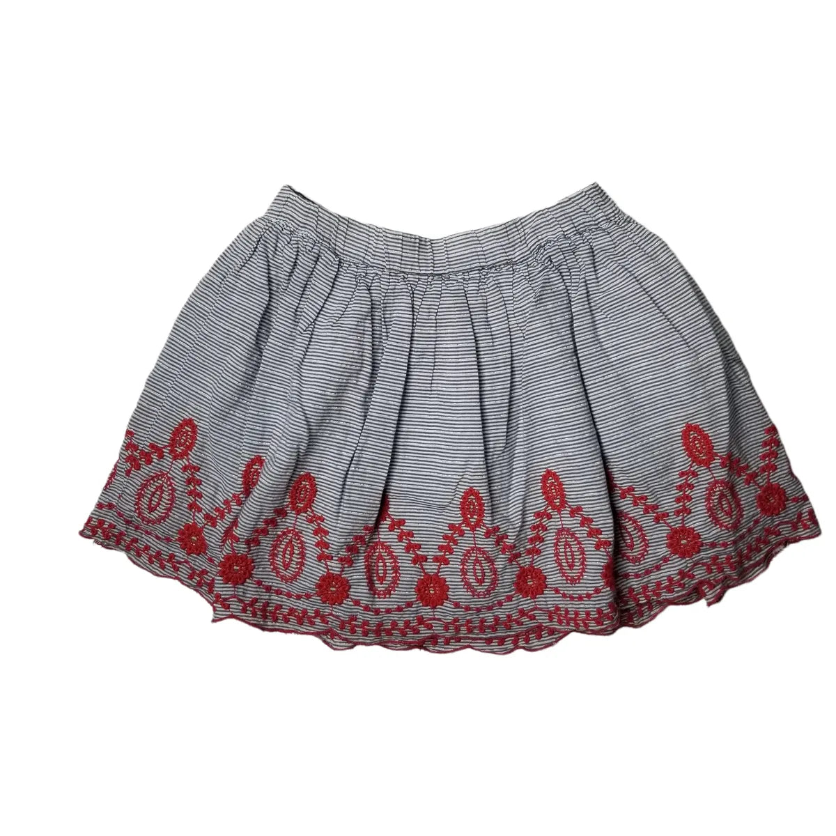 4T Striped Embroidered Skirt