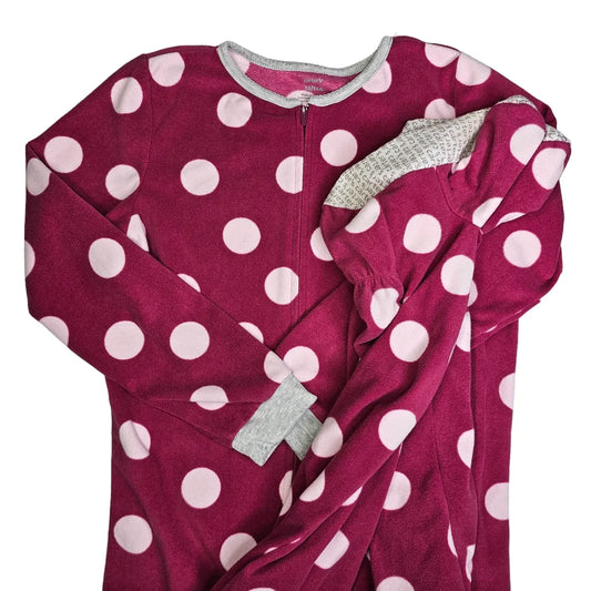 Carters 14 Fleece Polka Dot Footed Pajamas