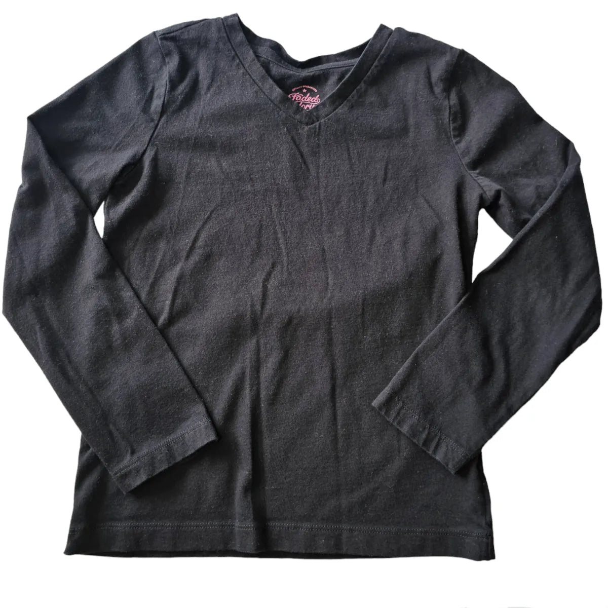 Faded Glory 6/6X Black Long Sleeve V-Neck