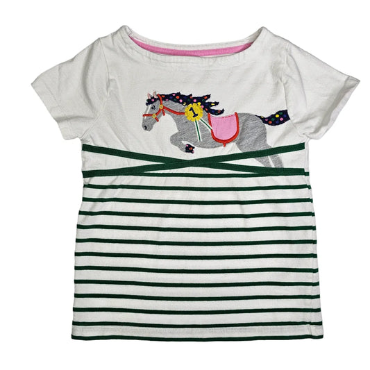 Mini Boden 4-5 Striped Horse Tee